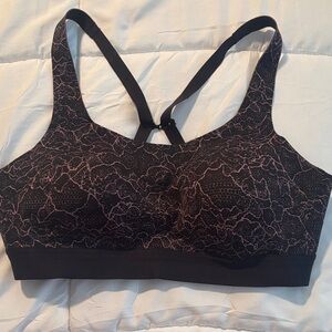 lululemon athletica Black Sports Bra with Pink Abstract Print